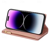 cheap iPhone Cases-Phone Case For iPhone 16 Pro Max Plus iPhone 15 Pro Max Plus iPhone 14 13 12 11 Pro Max Plus Mini SE Wallet Case with Stand Holder Magnetic Zipper Retro TPU PU Leather