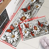 preiswerte Küchenteppiche &amp; Matten-Küchenteppich mit Gänseblümchenmuster, rutschfeste, ölbeständige Bodenmatte, Wohnzimmerteppich, Indoor-Outdoor-Matte, Schlafzimmerdeko, Badezimmermatte, Eingangsteppich, Türmatte