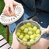cheap Kitchen Storage-Fruit Strainer Colander Bowl Fruit Drain Basket with Lid Foldable Handle Cleaning Colander Plastic Refrigerator Crisper Kitchen Box Food Storage Container for Fridge Outdoor Picnic Pasta Salad Berry