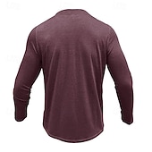 preiswerte Lässiges Henley-T-Shirt-Herren T-Shirt mit Knöpfen T Shirt Henley Hemd T-Shirt Langarm Henley Frühling &amp; Herbst Einfach Mode Designer Basic Urlaub Straße Ausgehen Meerblau Wein Blau Top T-Shirt für Herren
