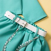 abordables Ensembles pour filles-Fille 3D Couleur unie Chemise &amp; Short manche longue Automne basique Décontractées Bébé 2-9 ans Col en V Extérieur Plein Air