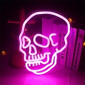 billiga Hallowen Rekvisita Belysning-halloween neonskylt rosa led skylt skelett skalle neonljus spöke led neonskylt usb-driven switch lysa upp neonskyltar för väggdekoration sovrum halloween födelsedagsfest leverans