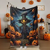 baratos Cobertores &amp; Mantas-cobertor com tema de halloween com personagens e abóboras aconchegante e assustador