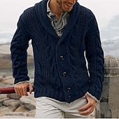 preiswerte Herren Strickjacke-Herren Strickjacke Kurzer Pullover Zip Pullover Reißverschluss Strickpullover Gerippt Stricken Standard Knopf hoch Tasche Glatt Schalrevers Modisch Klassisch Freizeitskleidung Verabredung Bekleidung
