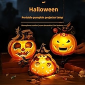 economico Luci di Halloween-decorazioni lanterna zucca di Halloween - luce notturna fai da te, oggetti di scena fatti a mano, lanterna portatile per bambini per giochi in costume, allestimento per atmosfera festosa