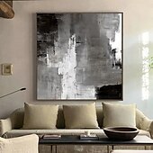 abordables Peintures Abstraites-Peinture à l&#039;huile noire 3D faite à la main sur toile, grand couteau à palette texturé abstrait peint à la main, peinture à l&#039;huile boho, art mural personnalisé, œuvre minimaliste contemporaine pour