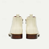 cheap Premium Leather Boots-Men&#039;s Premium Cowhide White Chelsea Boots – Minimalist Design, Business Casual Leather Ankle Boots