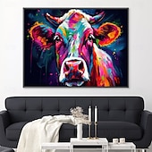 abordables Peintures animaux-peinture à l&#039;huile de vache colorée peinte à la main peinture à l&#039;huile d&#039;animaux faite à la main sur toile art mural peint à la main décoration intérieure peinture d&#039;animaux de la ferme œuvre d&#039;art