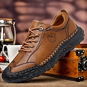 cheap Men&#039;s Sneakers-Men&#039;s Brown Faux Leather Casual Shoes with Handcrafted Stitching and Durable Rubber Sole for Outdoor Activities