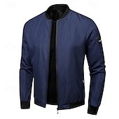 preiswerte Herrenjacken &amp; Herrenmäntel-Herren Bomberjacke übergangsjacke Ausgehen Tasche Ganzjahres Einfach Lässig Stehkragen Regulär Schwarz Blau Armeegrün Grau Jacken