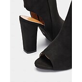 abordables Bottines-Femme Bottes du quotidien Bottines Bottines Talon bloc Bout pointu Mode Daim Fermeture Noir