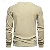abordables Camiseta informal tipo henley-Hombre Camiseta con botones Camiseta Henley Shirt Tee Manga Larga Henley Primavera &amp; Otoño Plano Moda Design Básico Vacaciones Calle Noche Negro Blanco Gris oscuro Camiseta superior para hombre