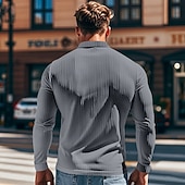 preiswerte Klassisches Poloshirt für Herren-Herren Golfshirt Golf Poloshirts Lässig Arbeit Revers Langarm Basic Modern Einfach Knöpfe Frühling &amp; Herbst Normale Passform Weiß Golfshirt