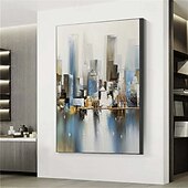 preiswerte Landschaftsgemälde-großes abstraktes Stadtgemälde handgemachtes urbanes Kunstgemälde handgemaltes Stadtskyline-Gemälde New York Skyline Ölgemälde New York City Gemälde Wandkunst großes abstraktes Gemälde