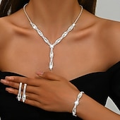 halpa Korusetit-Korusetti 4kpl Tekojalokivi Metalliseos Korvakorut Kaulakorut rannekorut Naisten Tyylikäs söpö tyyli siro Geometrinen Geometrinen Korusetti Käyttötarkoitus Häät Vuosipäivä Ystävänpäivä