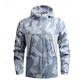 baratos Casacos Leves, Polares &amp; Caminhada-Homens Jaqueta Softshell Jaqueta de Trilha Ao ar livre Côr Camuflagem Proteção Solar A Prova de Vento Secagem Rápida Jaqueta Moletom Zip Completo Viajar Preto Azul Cinzento