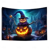 voordelige halloween wandtapijten-Halloween decoraties blacklight wandtapijt jack o lantern uv reactief glow in the dark glow party psychedelisch trippy misty hangend wandtapijt muurschildering voor woonkamer slaapkamer