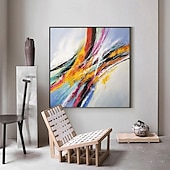 abordables Peintures paysages-Peinture à l&#039;huile colorée 3D faite à la main sur toile, grand couteau à palette texturé abstrait peint à la main, peinture à l&#039;huile boho, art mural personnalisé, œuvre minimaliste contemporaine pour