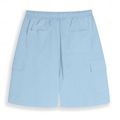 baratos Clássico-Homens Bermuda Cargo Calção Shorts de linho Shorts de verão Shorts de praia Com Cordão Cintura elástica Bolso multi Tecido Comprimento do joelho Praia Havaiana Casual Preto Branco Sem Elasticidade
