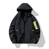 preiswerte Fleece &amp; 3 in 1 Jacken-Herren Soft Shell Jacke Wanderjacke Draussen Patchwork Windundurchlässig Wasserdicht Windbreaker-Jacke Reisen Schwarz Königsblau Himmelblau Beige Grau