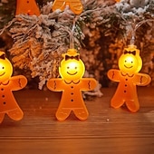 economico Luci di Natale-luci a forma di omino di pan di zenzero luci a forma di fata di Natale, luci a forma di lampadina per albero di Natale 1,5 m 10 led alimentati a batteria luci decorative per feste di Natale