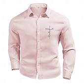 economico camicia da uomo con bottoni-Per uomo Camicia a nido d&#039;ape Camicia Estiva Camicia casual Camicia a maglia a nido d&#039;ape Bianco Verde chiaro Rosa Grigio scuro Albicocca Manica Lunga Testurizzato Moda Collo ripiegato Vacanza Ferie