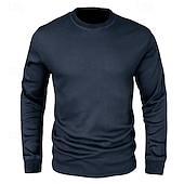 economico T-shirt in maglia waffle-Per uomo Camicia a nido d'ape Camicia a Maniche Lunghe Manica Lunga Girocollo Autunno &amp; Inverno Semplice Quadri Abbigliamento Sportivo Casual Sport Ricreativo Uscire Palestra Nero Bianco Borgogna