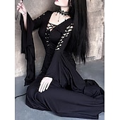 levne Šaty-Punk a gotika Šaty Čerodějnice Morticia Addamsová Pevná barva Dámské Fantazie Valpuržina noc předvečer Všech svatých Karneval Večírek Dospělé Šaty