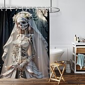preiswerte Halloween Bad-Duschvorhänge &amp; Ringe Silber Moderne Polyester Wasserdicht