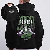 billige Tegneserie- og filmkaraktergrafikk-One Piece Roronoa Zoro Hattetrøje Pullover Trykt mønster Graphic Til Par Herre Dame Voksne Maskerade Varmstempling Fest Fritid / hverdag