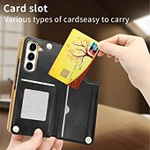 Недорогие Чехлы для Samsung-Чехол для телефона для Samsung Galaxy Z Fold 6 Z Fold 5 Z Fold 4 задняя крышка с подставкой и защитой экрана с ремешком винтажный TPU PU кожа