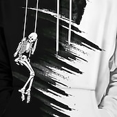 baratos moletons 3d masculinos-Homens Moletom Moletons Moletom Manga Longa Moletom com capuz Com Capuz Moda Impressão 3D Férias Streetwear Branco Estampado Inverno Primavera &amp; Outono Designer