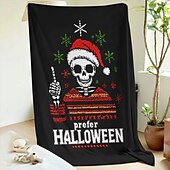 お買い得  ハロウィンの寝室-陽気なサンタ帽子の模様のハロウィーン用スローブランケット