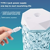 cheap Humidifiers &amp; Dehumidifiers-Crystal Clear Air Humidifier USB Night Light Air Humidifier Small Air Purifier Table Lamp Bedroom Desktop Humidifier Air Fresheners 1000ML