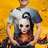 Halloween Boys 3D Graphic Skull T shirt Tee Short Sleeve Summer Spring Fashion Basic Polyester Kids 4-12 Years Crew Neck Outdoor Casual Daily Regular Fit3