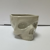 billige Halloween-menneskeskallebolle for å spise matsikker skjeletthode pastabolle bærbar frokostblandingbeger hjemmebar godteriservering &amp;punch dispenser retro gotisk bordplate ornament goth spisebord midtpunkt
