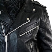 cheap Faux Leather Jackets-Men's Faux Leather Jacket Transition Jacket Biker Jacket Negan Leather Jacket Daily Vacation Windproof Warm Pocket Fall &amp; Winter Plain Fashion Classic Lapel Regular Black Jacket