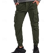 cheap Cargo Pants-Men&#039;s Cargo Pants Joggers Tactical Pants Trousers Elastic Waist Multi Pocket Elastic Cuff Plain Wearable Outdoor Daily Camping &amp; Hiking Fashion Classic Black Wine