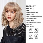levne Syntetické trendy paruky-Cosplay kostýmní paruka Kudrny Bouncy Curl Střih Bob Elegantní ofina S ofinou Paruka 14&quot; Světle hnědá Umělé vlasy Dámské Elastický Rozkošný Pohodlné Světle hnědá