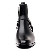 abordables Botas de ciclista-Botines de moto de piel sintética marrón para hombre con detalle de correa y anillo de metal: elegantes botas de motociclista de inspiración western