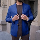 abordables Blazers pour hommes-Homme blazer Entreprise Soirée Cocktail Fête de Mariage Mode Décontractées Printemps &amp; Automne Polyester Couleur unie Bouton Poche Confortable Boutonnage Simple veste Rose Claire Jaune Rose Claire