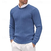 cheap Men&#039;s Pullover Sweater-Men&#039;s Irish Pullover Sweater Jumper Knit Sweater Ribbed Cable Knit Regular Tops Knitted Plain Crew Neck Fashion Basic Vacation Daily Wear Clothing Apparel Fall &amp; Winter Black