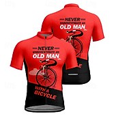お買い得  Maglie da uomo-Men's Cycling Jersey Letter &amp; Number Short Sleeve Bike Tee Tshirt Jersey with 3 Rear Pockets Mountain Bike MTB Quick Dry Anatomic Design Wicking Breathable Sports Pink Red Green Clothing Apparel