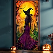 ieftine Coperți de ușă de Halloween-decorațiuni pentru uși de halloween huse de uși de halloween tapiserie încântătoare pentru uși de vrăjitoare decorațiuni pentru perdele de ușă banner de ușă de fundal pentru ușa din față petrecere de