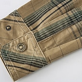 preiswerte Arbeitshemden für Herren-Herren Hemd Arbeitshemden Lässiges Hemd Knopfhemd Kaki Armeegrün Dunkelblau Langarm Plaid Kargen Urlaub Festtage Vordertasche Bekleidung Polyester Modisch Brautkleider schlicht Komfortabel