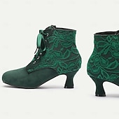 baratos anos 1930-botins femininos vitorianos com cadarço - botins de camurça verde de salto alto para fantasias vintage e steampunk