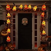 billige Halloween utendørs-halloween lys opp gresskar streng lys 10/20led jack o lanterne vanntette batteridrevne lys for innendørs utendørs soverom ferie fest halloween dekorasjon