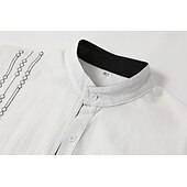 voordelige Vakantie-Voor heren Overhemd linnen overhemd Guayabera-shirt Zomer overhemd Strand Kleding Overhemd met knopen Effen Vakantie Curise Zwart Wit Blozend Roze blauw Lange mouw Band Kraag Lente zomer Kleding
