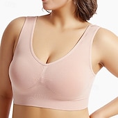 baratos Sutiã Esportivo-Mulheres Sustentação Leve Sutiã Esportivo Sutiã de corrida Sem costas Good Top Acolchoado Ginástica Esportes Relaxantes Corrida Respirável Leve Macio Preto Branco Rosa claro Cor Sólida