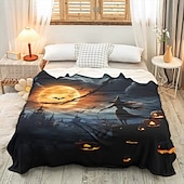 levne Halloween ložnice-halloweenská dekorace čarodějnická deka - měkký a příjemný fleece s okouzlujícím čarodějnickým designem - ideální pro přidání strašidelného nádechu do vašeho domova - vysoce kvalitní a odolná látka